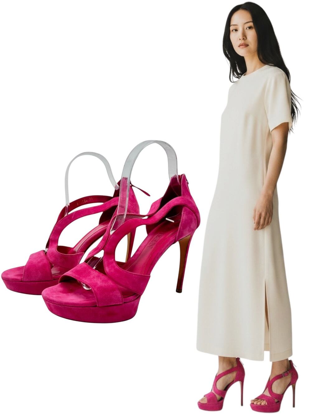 Alexander Mcqueen Armadillo Low Heel Double Arched Sandals Pink Size 8.5